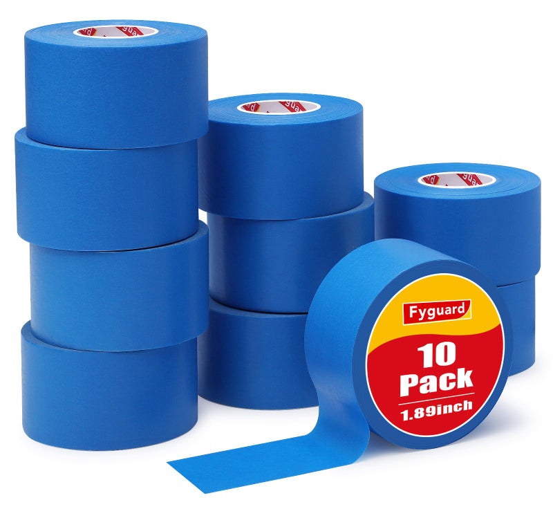Fyguard 10 Rolls Painters Tape Blue Painters Tape 2 Inch Wide, General Purpose Masking Tape Bulk, 1.89 in x 55 Yd Blue Tape for Wall Painting Home Improvement DIY Crafts, Total 550 Yards - Image 1